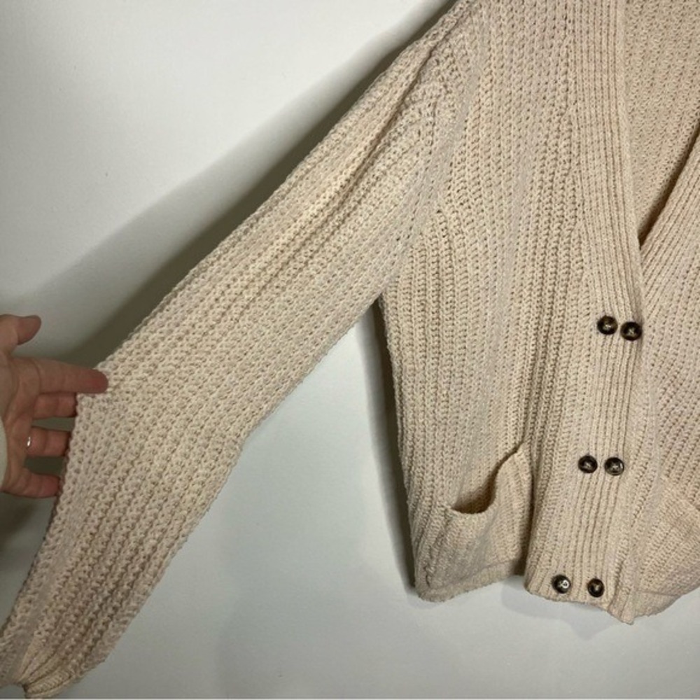 Carly Jean Los Angeles CJLA oatmeal cardigan sweater double button women's large - Picture 2 of 6